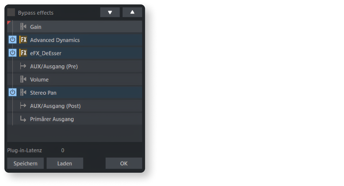 Routing-widget van Samplitude Pro X Routing-widget van Samplitude Pro X