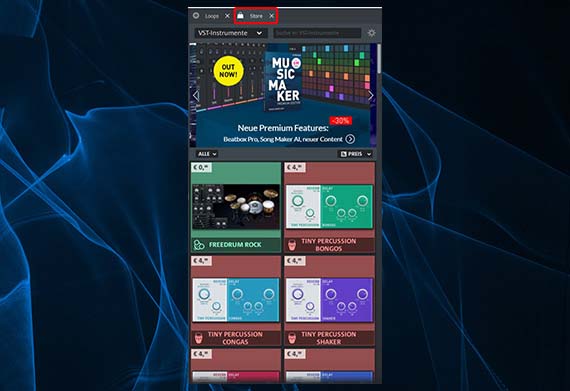 Music Maker erweitern Im Store Programmmodule hinzukaufen