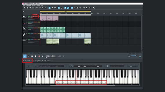 MIDI-REC-Aufnahmemodus für Software-Instrumente Spur in den MIDI-Aufnahmemodus schalten