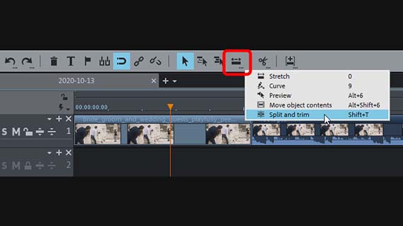 "Split and Trim" mouse mode Switching the mouse mode via right-click