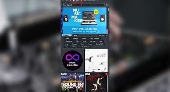 Music Maker mit Soundpools erweitern Im Store Soundpools nachinstallieren