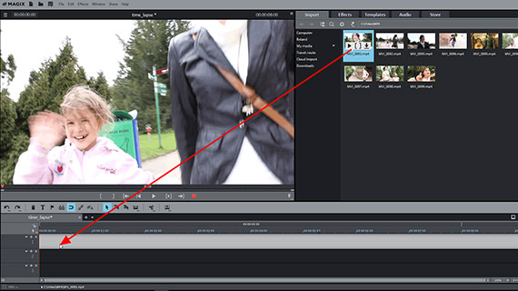 Passo 1: importe o vídeo Efeito time lapse: importe o vídeo