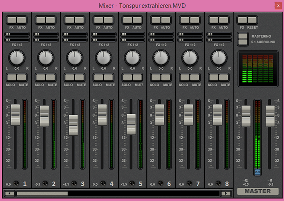 Tonspur extrahieren und abmischen Tonspur extrahieren: Audio-Mixer