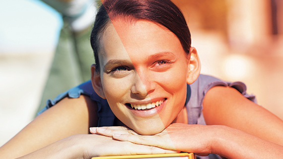 Illustration of brightening video using a before-and-after picture Illustration of brightening a video in a two-part before-and-after picture
