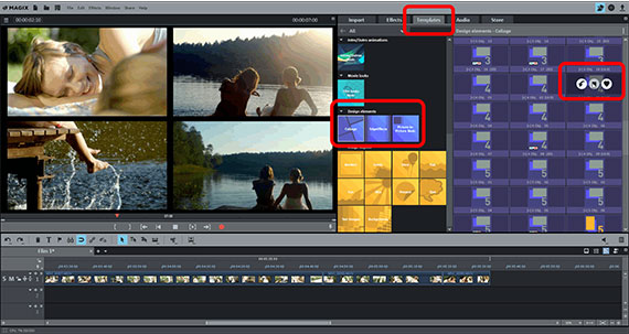 Video collage preview in Movie Edit Pro Plus Preview of video collage containing four videos